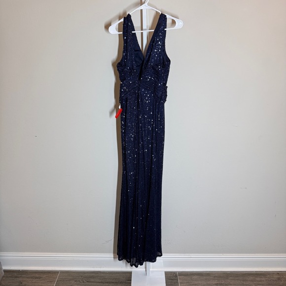 Ieena Mac Duggal Dress 6 Blue Sequin Sleeveless Formal Gown Prom Evening MOB - Picture 2 of 15